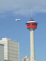 Bell blimp and the Calgary Tower