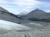 The Athabasca glacier 'toe' and Sunwapta Lake